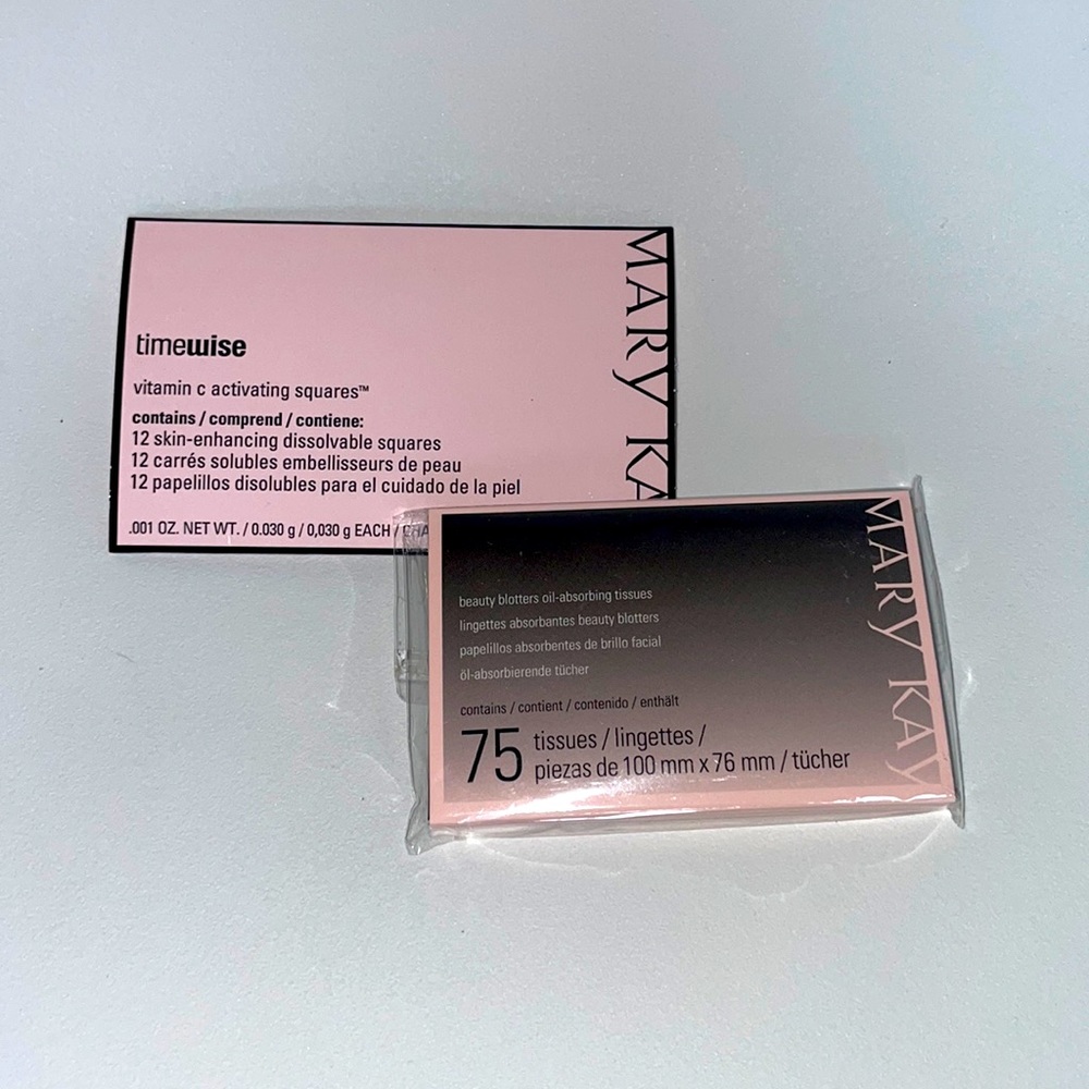 Vitamin C squares and oil blotter tissues